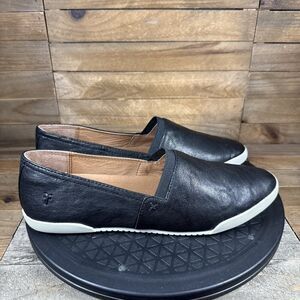 FRYE Womens Size 9.5M Melanie Leather Slip-On Flats Shoes Black Loafer Casual